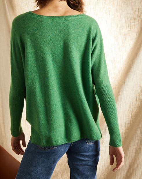 Pull poncho 100% Cachemire Elisabeth Col rond vert celtic