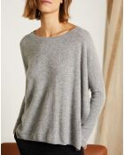 Pull poncho 100% Cachemire Elisabeth Col rond gris chiné clair