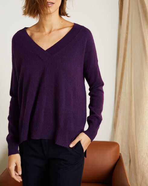 Pull ample 100% Cachemire Iris Col V aubergine