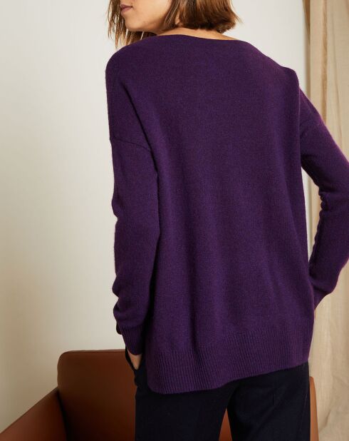 Pull ample 100% Cachemire Iris Col V aubergine