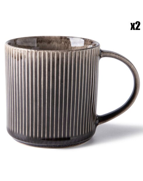 2 Mugs Cappuccino marron - D.8.8x9 cm