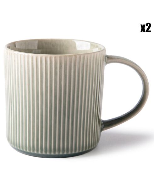 2 Mugs Jade verts - D.8.8x9 cm