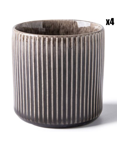 4 Tasses Cappuccino marron - D.7.2x7.5 cm