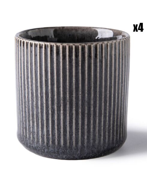 4 Tasses Charbon noires - D.7.2x7.5 cm