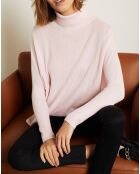 Pull poncho 100% Cachemire Olivia Col roulé rose poudre