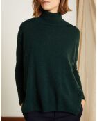 Pull poncho 100% Cachemire Olivia Col roulé vert forêt