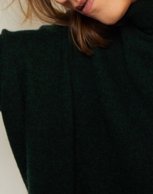 Pull poncho 100% Cachemire Olivia Col roulé vert forêt