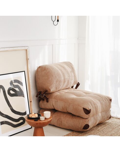 Chauffeuse convertible Fold camel - 80x70x60 cm