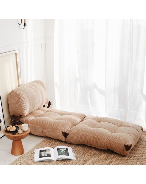 Chauffeuse convertible Fold camel - 80x70x60 cm