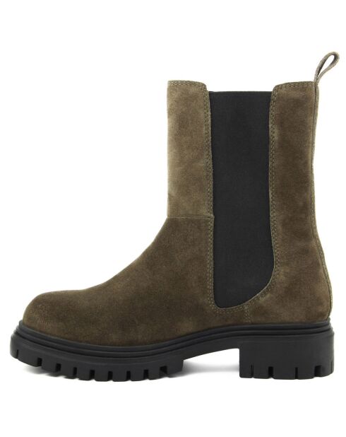 Bottines en Velours de Cuir Gloria kaki