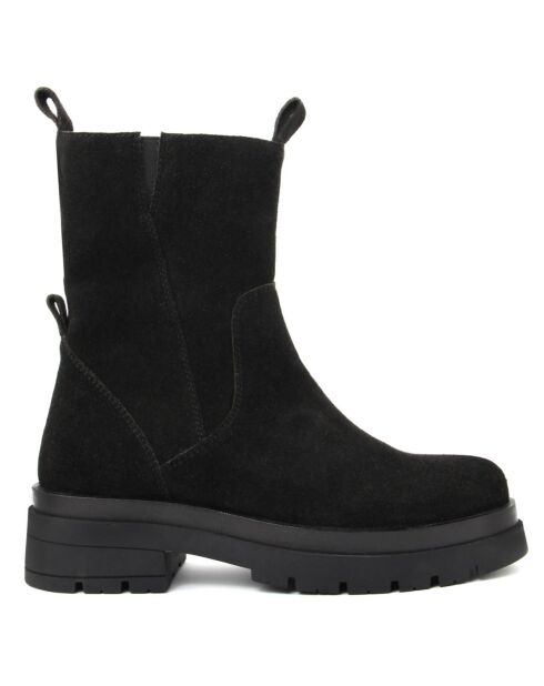 Boots en Velours de Cuir Dao noires - Talon 5 cm