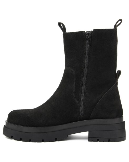 Boots en Velours de Cuir Dao noires - Talon 5 cm