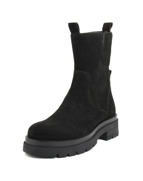Boots en Velours de Cuir Dao noires - Talon 5 cm