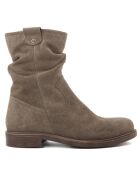 Boots en Velours de Cuir Kira taupe