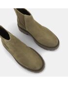 Chelsea boots en Velours de Cuir Genesis kaki