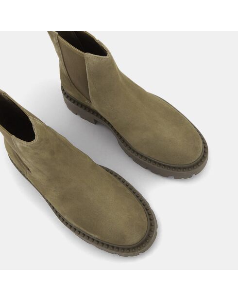 Chelsea boots en Velours de Cuir Genesis kaki