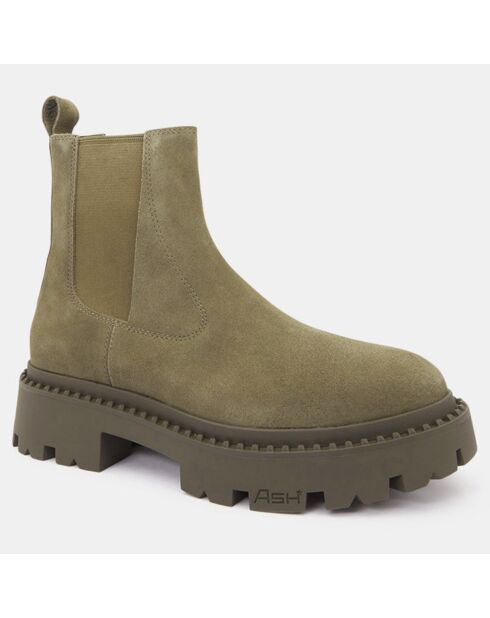 Chelsea boots en Velours de Cuir Genesis kaki