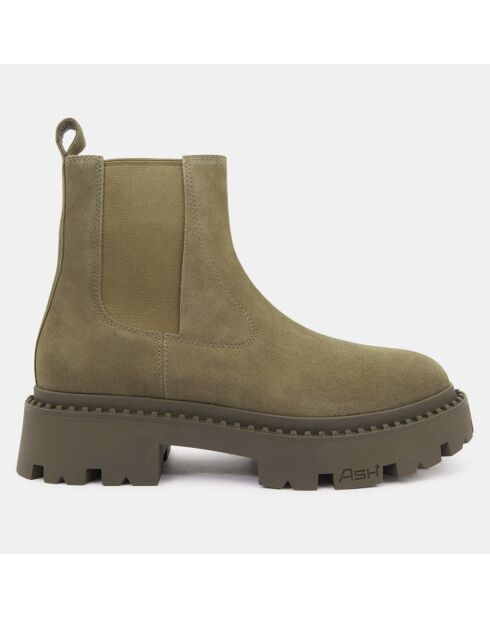 Chelsea boots en Velours de Cuir Genesis kaki