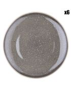 6 Assiettes plates en Grès Stellar gris/anthracite - D.27 cm