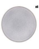 6 Assiettes plates en Grès Stone gris clair - D.27.5 cm