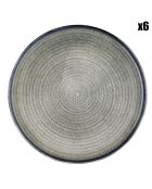 6 Assiettes plates en Grès Zen gris/bleu - D.28 cm