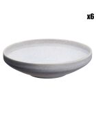 6 Assiettes creuses en Grès Stone gris clair - D.20 cm