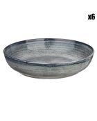 6 Assiettes creuses en Grès Zen gris/bleu - D.22.5 cm