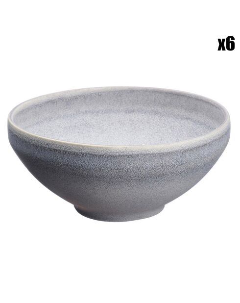 6 Bols en Grès Stone gris clair - 60 cl
