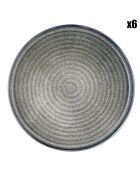 6 Assiettes en Grès dessert Zen gris/bleu - D.22 cm