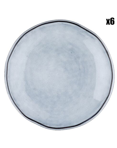 6 Assiettes en Grès Cloud gris clair - D.16 cm