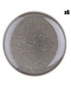 6 Assiettes en Grès Stellar gris/anthracite - D.18 cm
