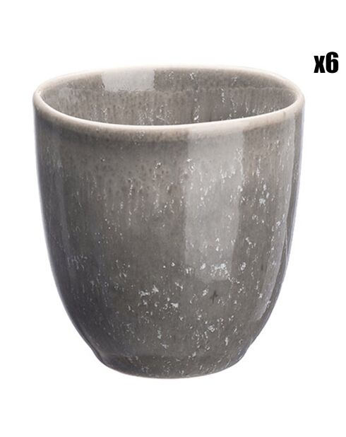 6 Tasses en Grès Stellar gris/anthracite - 15 cl