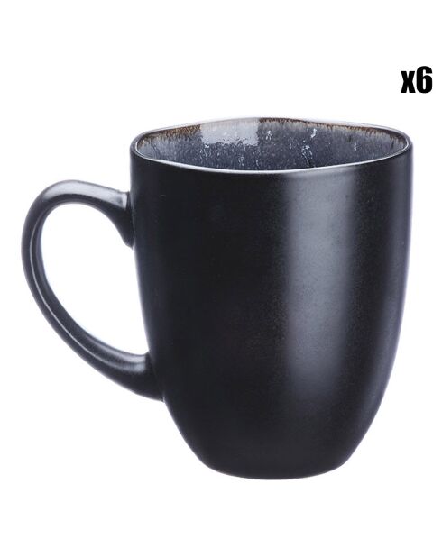 6 Mugs en Grès Iris bleu foncé - 40 cl