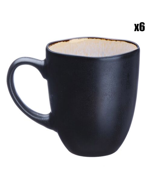 6 Mugs en Grès Iris blanc/ivoire - 40 cl