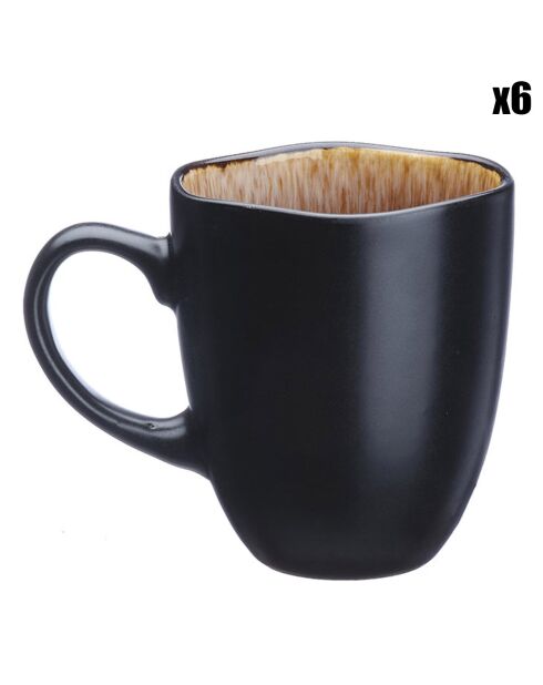 6 Mugs en Grès Iris beige/marron - 40 cl