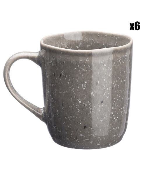 6 Mugs en Grès Stellar gris/anthracite - 40 cl