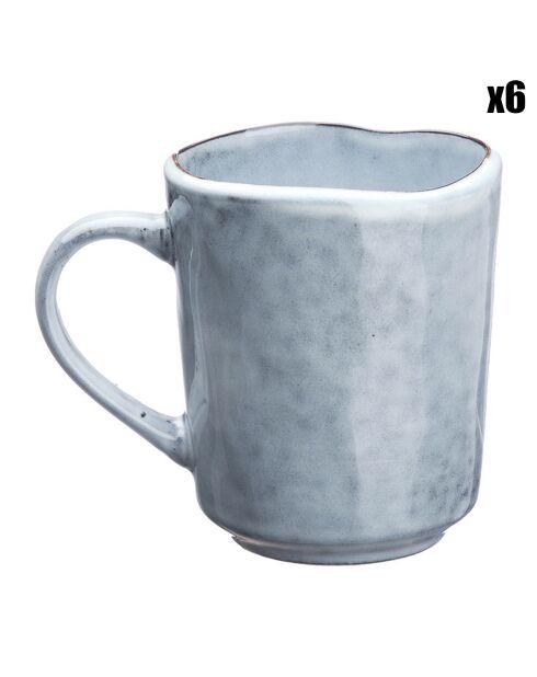 6 Mugs en Grès Cloud gris clair - 40 cl