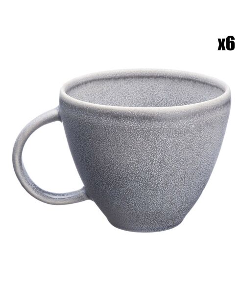 6 Mugs en Grès Stone gris clair - 25 cl