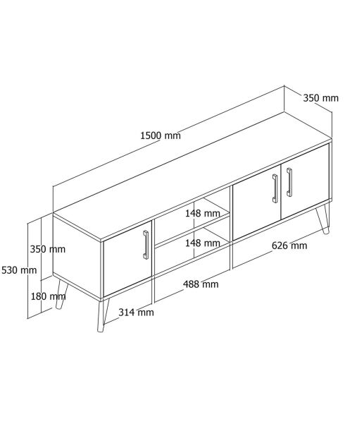 Meuble TV Exxen chêne/blanc - 150x52x34 cm