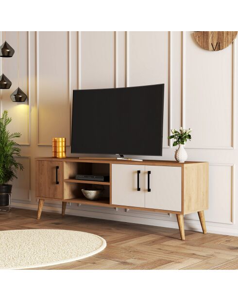 Meuble TV Exxen chêne/blanc - 150x52x34 cm