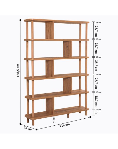 Bibliothèque Meta  pin atlantique - 120x168.5x28 cm