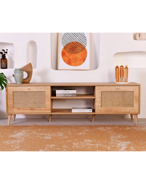 Meuble TV Hazeran chêne - 180x55x41 cm