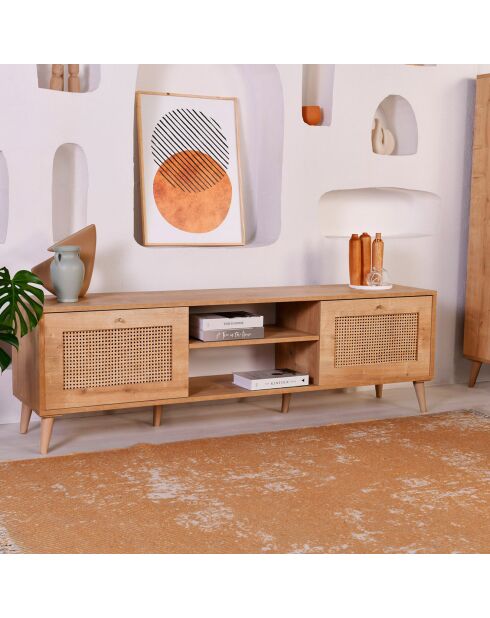 Meuble TV Hazeran chêne - 180x55x41 cm