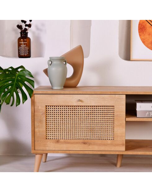 Meuble TV Hazeran chêne - 180x55x41 cm