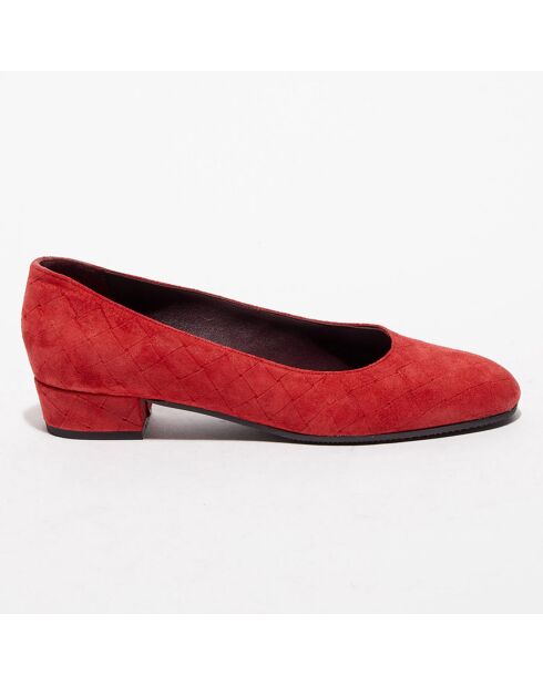 Ballerines en Velours de Cuir Biche rouges