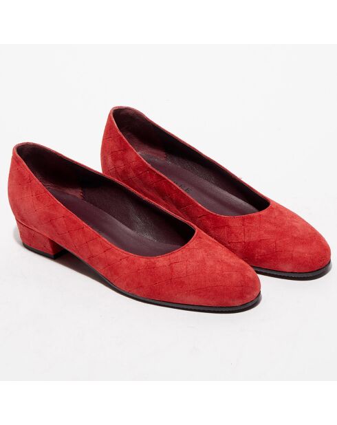 Ballerines en Velours de Cuir Biche rouges