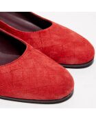 Ballerines en Velours de Cuir Biche rouges