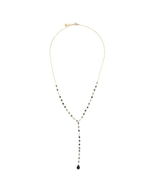 Collier Maria Agates multicolores en laiton doré