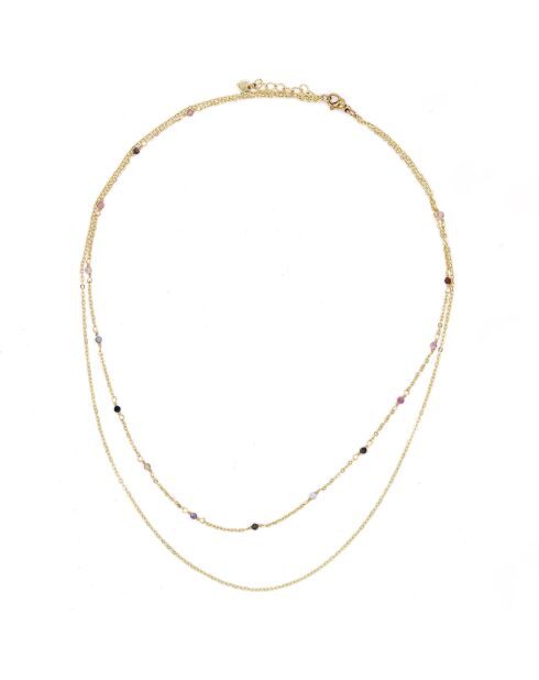 Mehrfarbige Halskette Anna Turmalines aus Goldmessing