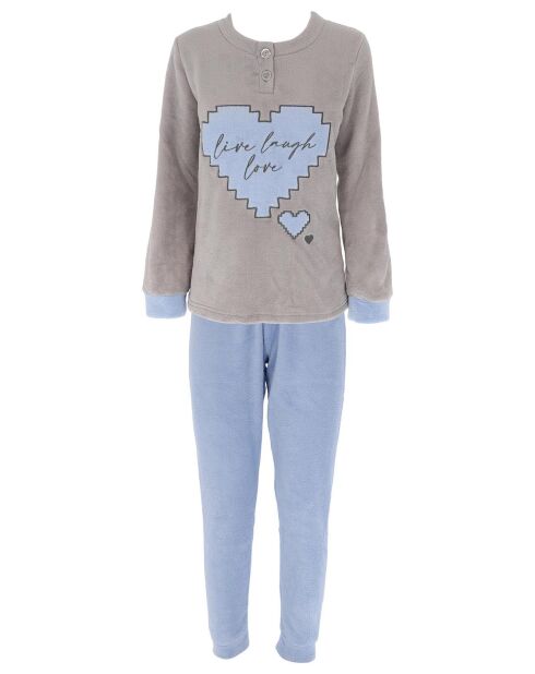 Pyjama manches longues & Pantalon Maora gris/bleu/rose